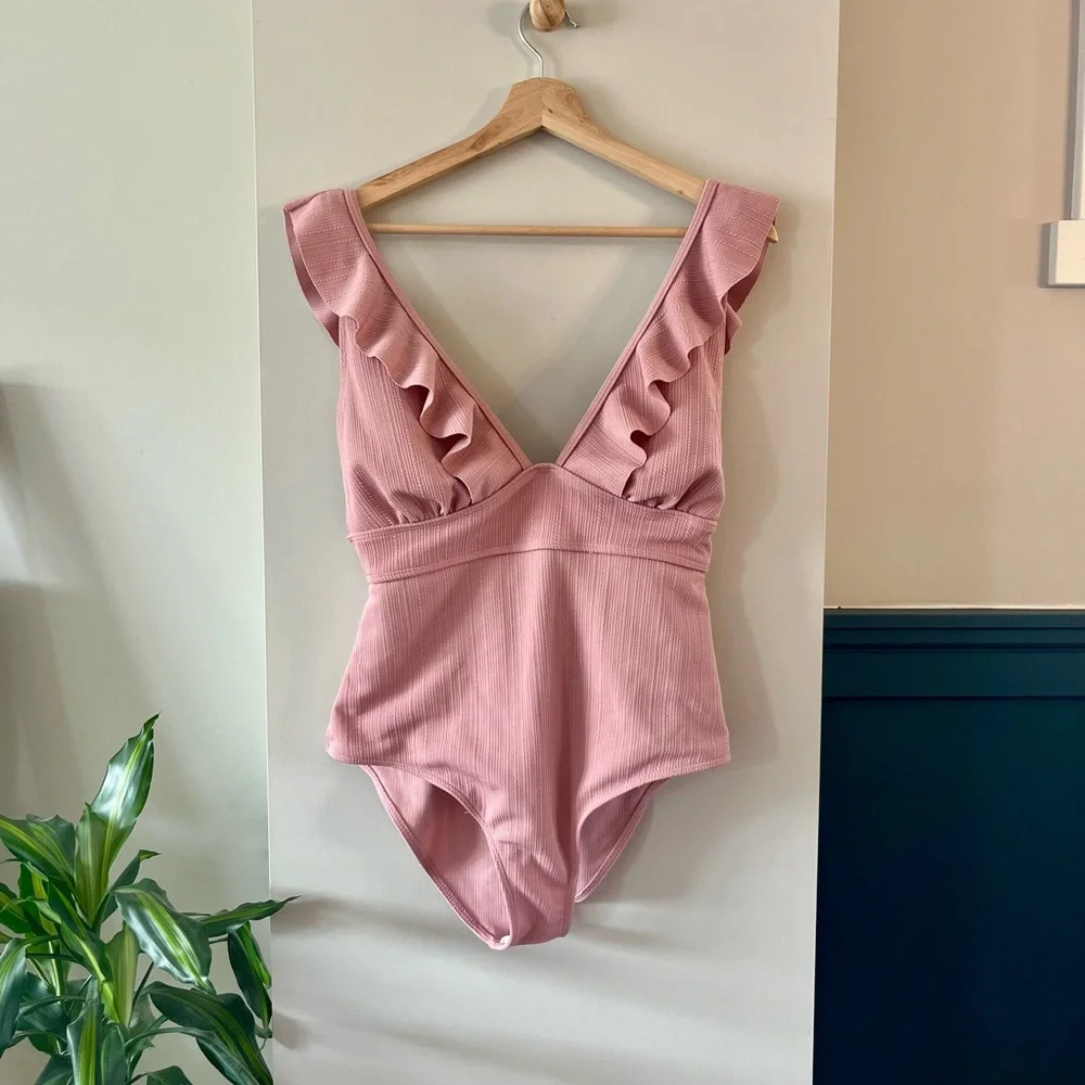 Pink Ruffled One Piece Swimsuit - Picture 1 of 3